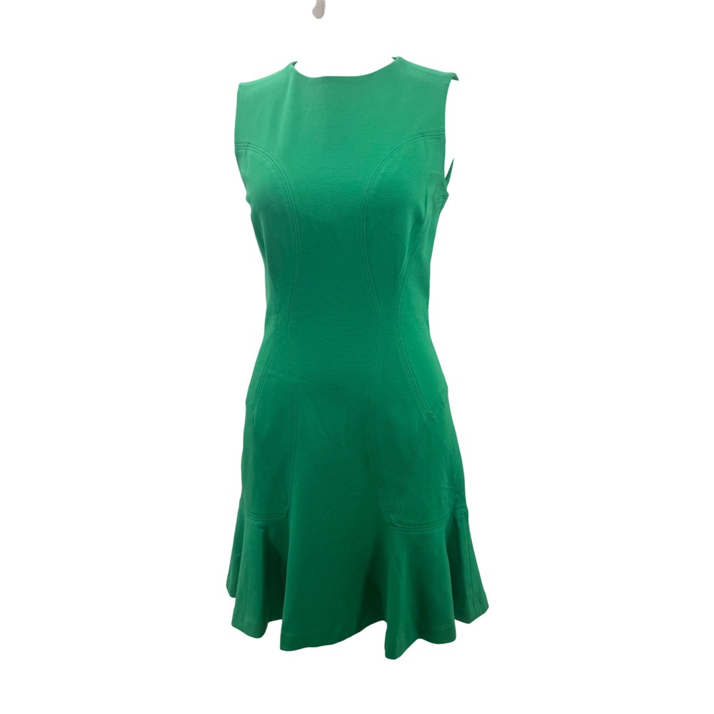 Diane von Furstenberg Jaelyn Dress Womens 6 Green Excellent Fit & Flare Flounce
